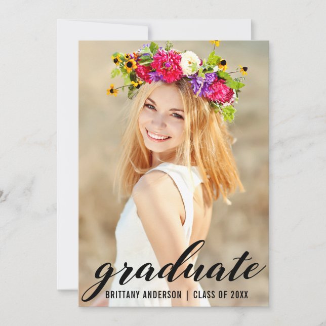 Moderna Invitación de fotos de graduación de moda (Anverso)