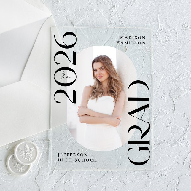 Moderna Invitación de graduación acrílica fotográf (Subido por el creador)