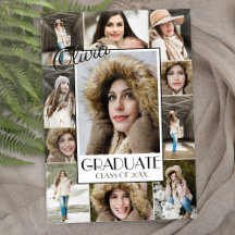 Moderna Invitación de graduación de 11 Collages de