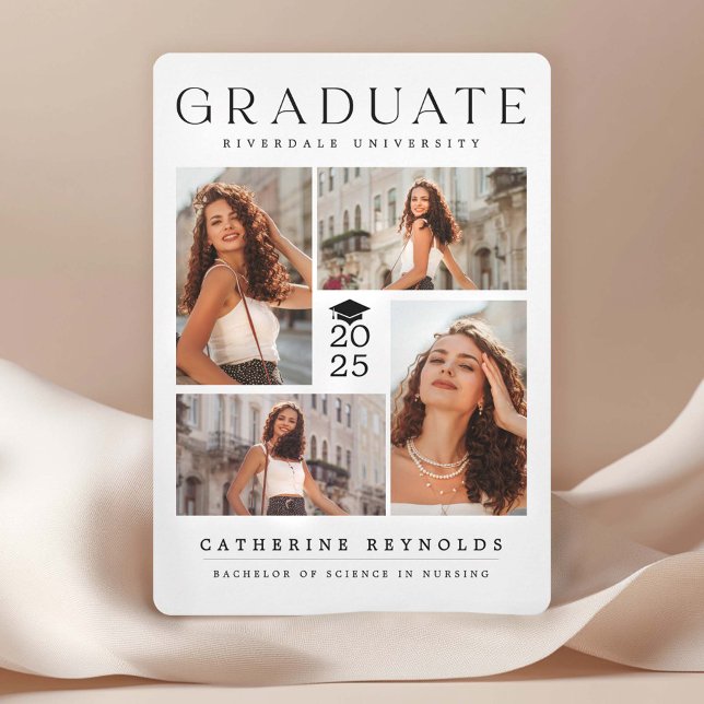 Moderna Invitación de graduación de 4 fotos (Subido por el creador)