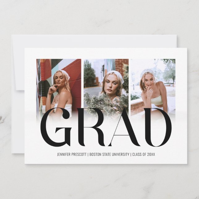 Moderna Invitación de graduación de Collage de fot (Anverso)