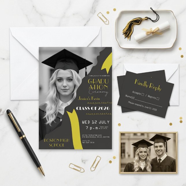 🎓 Moderna Invitación de Graduación de Escuela Sec (Subido por el creador)
