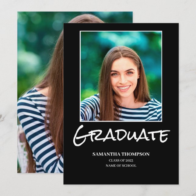 Moderna Invitación de Graduación de Foto de 2 (Anverso / Reverso)