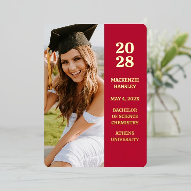 Moderna Invitación de graduación de fotografía de  (Anverso de pie)
