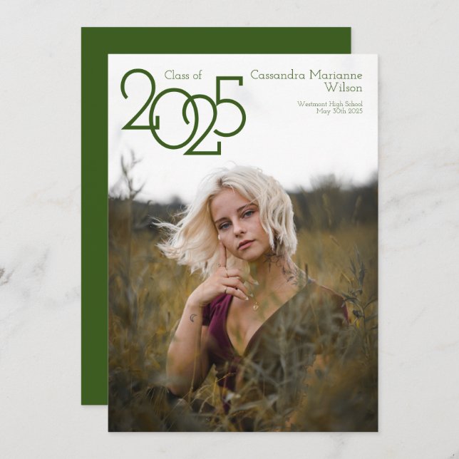 Moderna Invitación de graduación de fotografía ver (Anverso / Reverso)