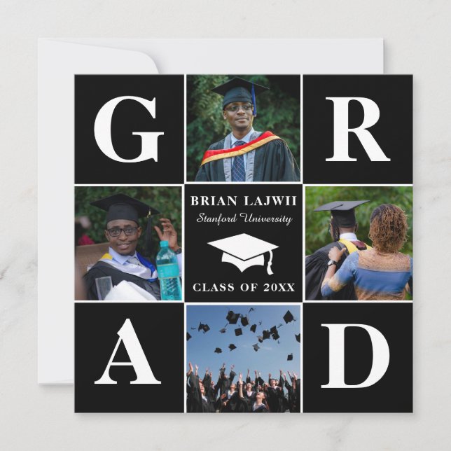 Moderna Invitación de Graduación de Fotografías de (Anverso)