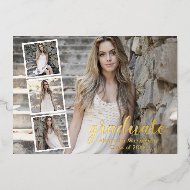 Moderna Invitación de Graduación de Fotografías de (Anverso)