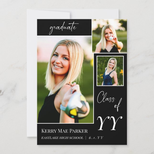 Moderna Invitación de graduación de fotos de moda (Anverso)