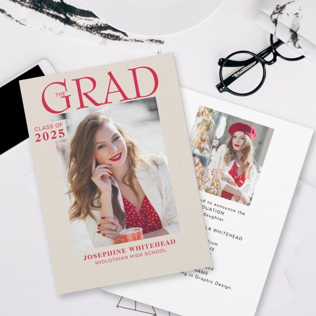 Moderna Invitación de graduación de fotos Tan 2023 (Subido por el creador)