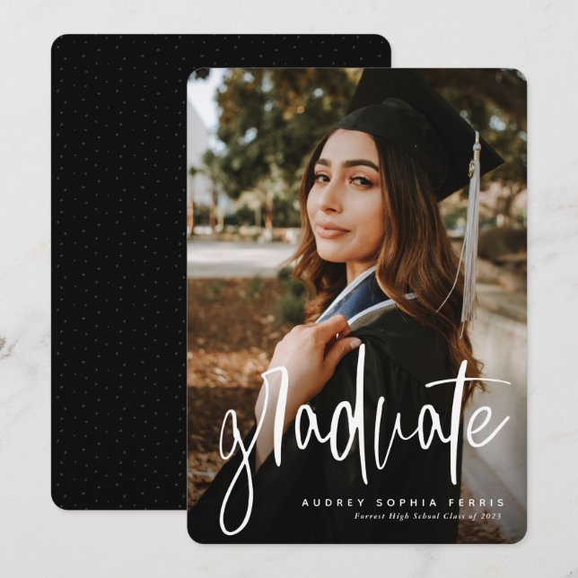 Moderna invitación de graduación elegante (Anverso / Reverso)