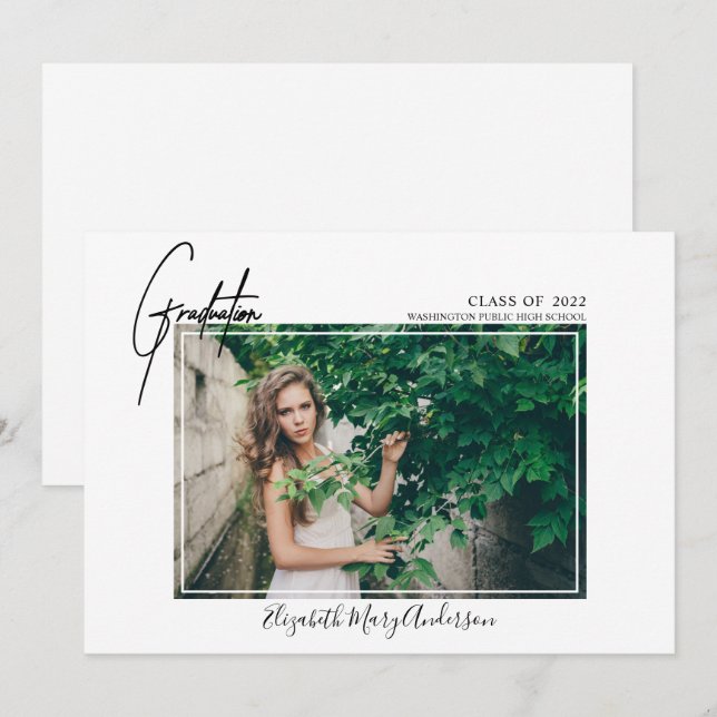 Moderna Invitación de graduación fotográfica 2022 (Anverso / Reverso)