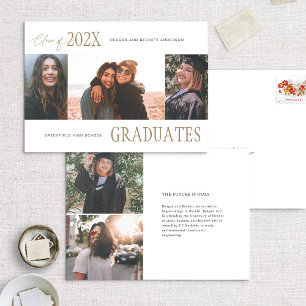 Moderna Invitación de graduación multifoto de trío