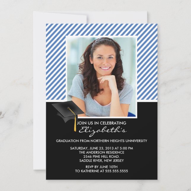 Moderna Invitación de la fiesta de graduación de f (Anverso)