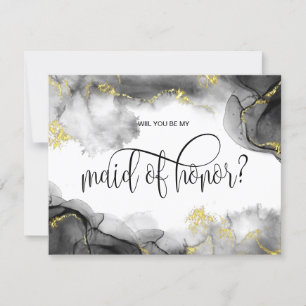 moderna invitación de oro ¿serás mi dama de honor?