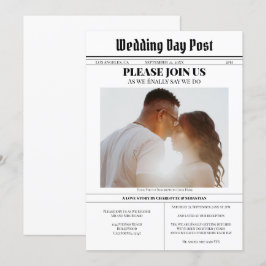 Moderna Invitación de periódico Boda divertida