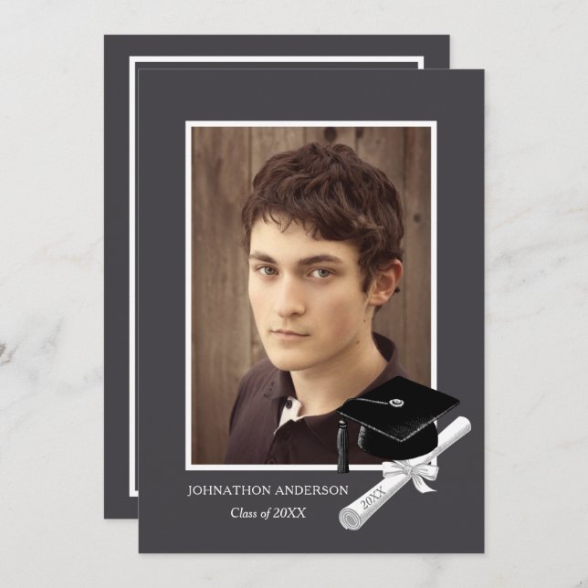 Moderna Invitación del Partido de Graduación de Fo (Anverso / Reverso)