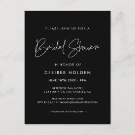 Moderna invitación minimalista a la ducha de novia