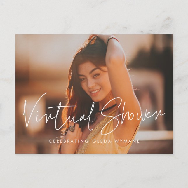 Moderna invitación minimalista a la ducha virtual (Anverso)