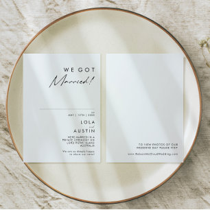 Moderna Invitación Minimalista de Elopement