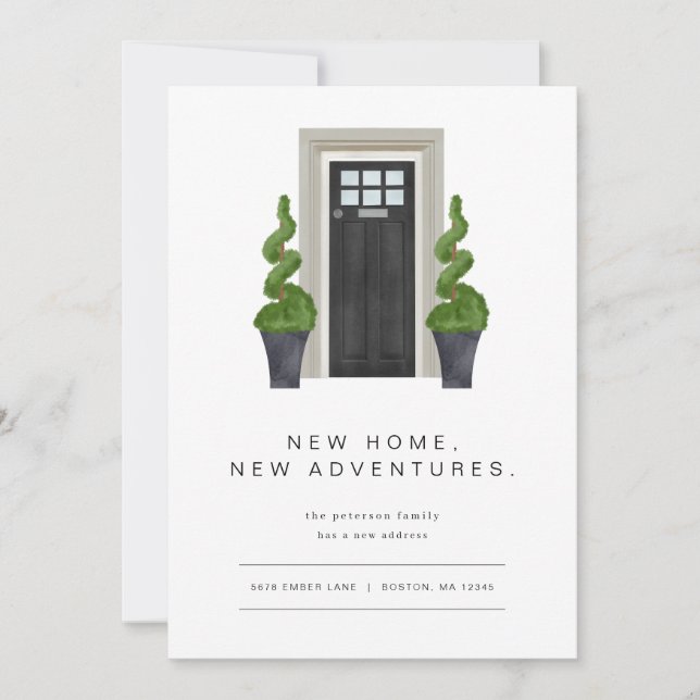 Moderna Invitación móvil con puerta delantera negr (Anverso)