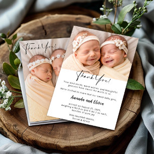 Moderna Invitación para bebés gemelos con fotos