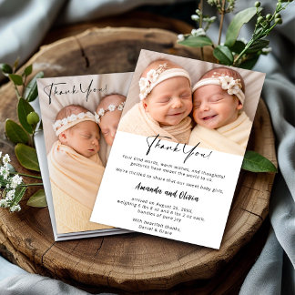 Moderna Invitación para bebés gemelos con fotos