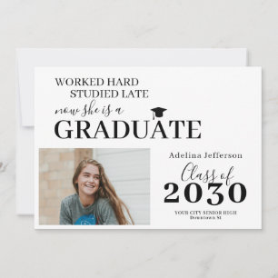 Moderna invitación para graduación de foto graduad