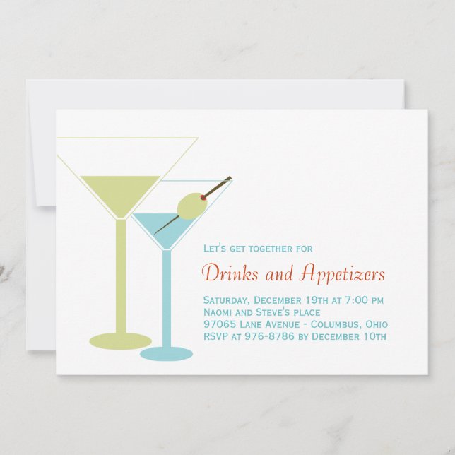 Moderna invitación para una fiesta de cócteles (Anverso)