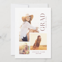 Moderna Invitación roja de Collage de fotos Grad T