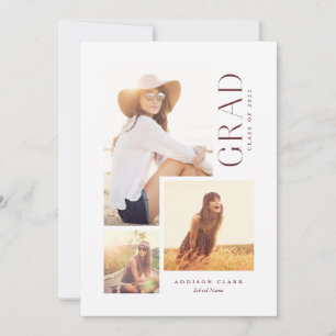 Moderna Invitación roja de Collage de fotos Grad T