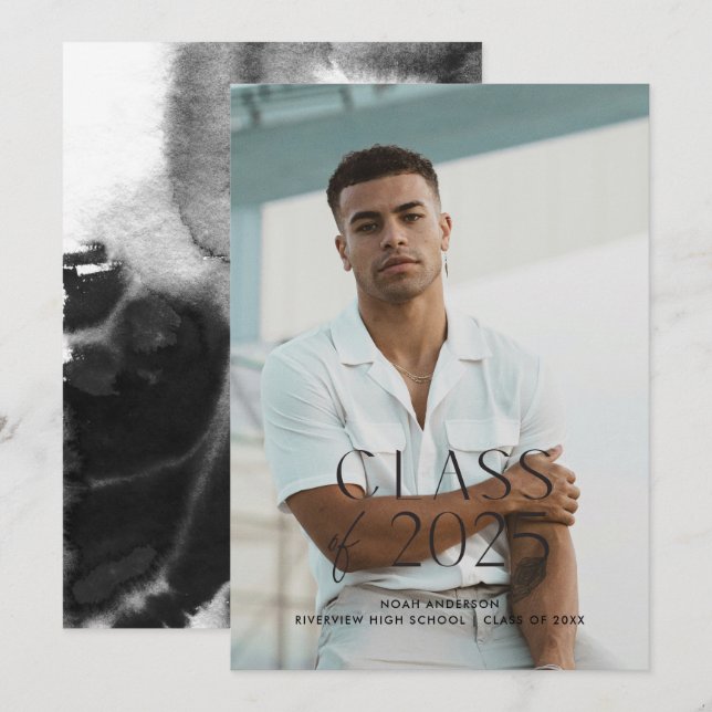 Moderna Invitación simple de graduación de fotos e (Anverso / Reverso)