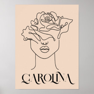 Moderna línea simple arte negro , Boho Moda Poster