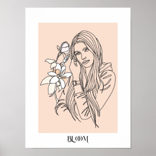 Moderna línea simple arte negro , Boho Moda Poster