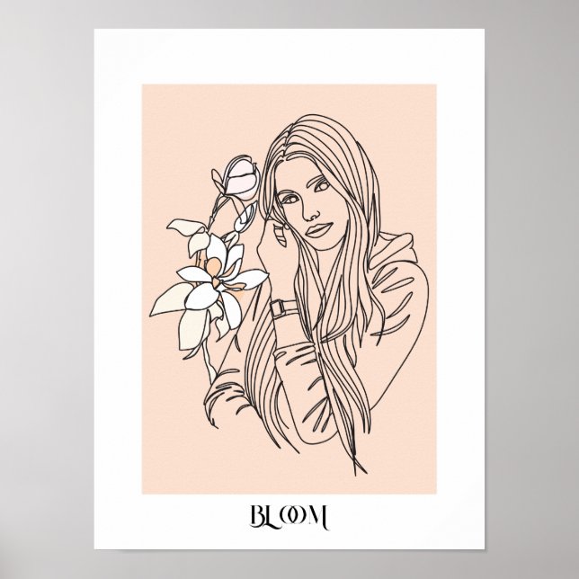 Moderna línea simple arte negro , Boho Moda Poster (Frente)
