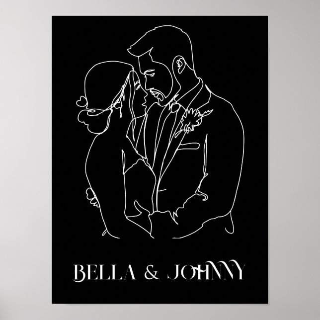 Moderna línea simple arte negro y blanco ,moda boh (Frente)