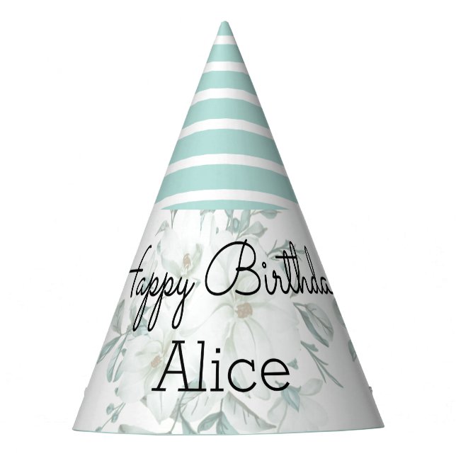 Moderna Magnolia Blanca Greenery Gorra del partido (Anverso)