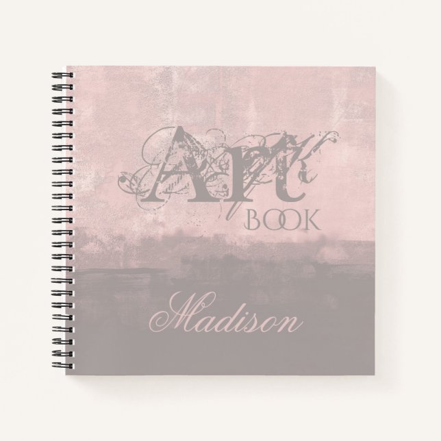 Moderna maguza rosa suave tu nombre libro de arte (Anverso)