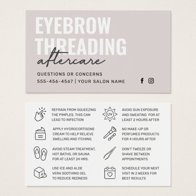 Moderna marfil Simple Eyebrow Threading Afcare (Anverso y reverso)