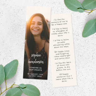 Moderna memoria funeral Poema Mini tarjeta de marc