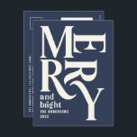 Moderna, mínima, simple navidad azul marino<br><div class="desc">Moderna y mínima tipografía gráfica retro tradicional,  azul marino,  alegre tarjeta navideña navideña. Parte de una atrevida colección de vacaciones.</div>