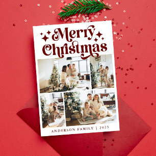 Moderna Minimalista Feliz Navidad Cuatro Fotos Ret