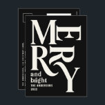 Moderna, minimalista, simple marina, feliz Navidad<br><div class="desc">Moderna y minimalista tipografía gráfica retro tradicional negro alegre tarjeta navideña navideña. Parte de una atrevida colección de vacaciones.</div>