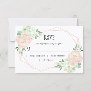 Moderna Mint y Rubor Floral Geometric RSVP