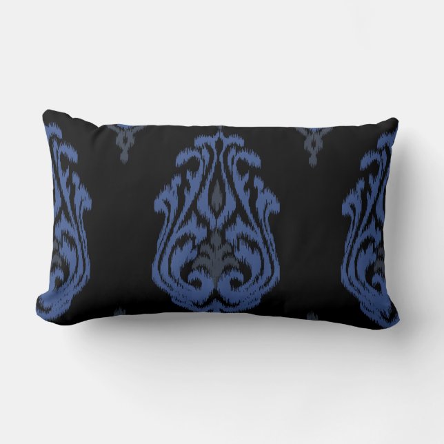 Moderna moda azul damasco negro kat almohada (Anverso)