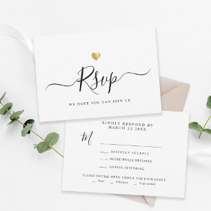 Moderna Moda de guión Minimalista Boda de oro RSVP