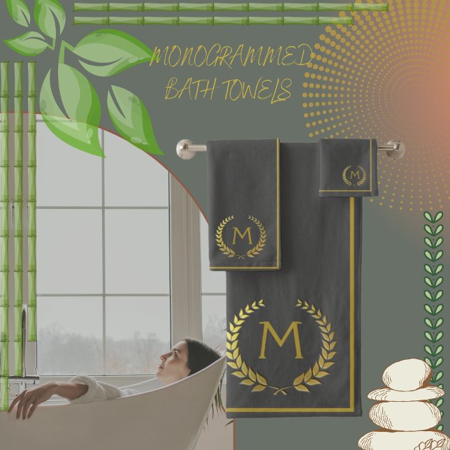 Moderna Moda de oro de carbón vegetal monogramada (Subido por el creador)