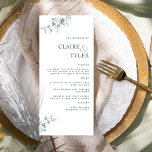 Moderna Moda Elegante Menú Boda Verde<br><div class="desc">Deléitese con sus huéspedes con esta elegante carta de bodas, con un diseño elegante, limpio y sencillo, con delicados detalles florales dibujados a mano y una moderna tipografía de bloques en verde. Posibilidad de personalizar todas las secciones de texto utilizando los cuadros de texto de plantilla proporcionados, si es necesario,...</div>