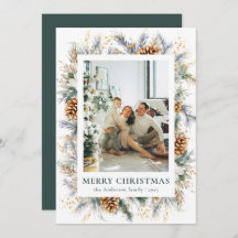 Moderna Navidad Botánica Oscura Forestal Verde Fel