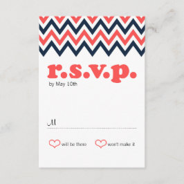 Moderna Navy & Coral Chevron & Lovebirds RSVP