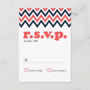 Moderna Navy & Coral Chevron & Lovebirds RSVP